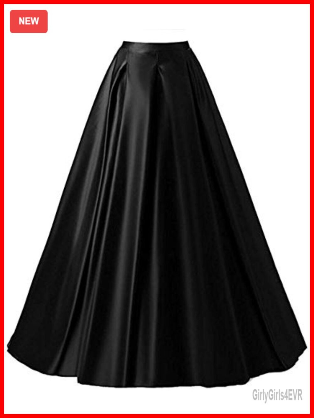 Satin Maxi Skirt A-Line Floor Length with Pockets